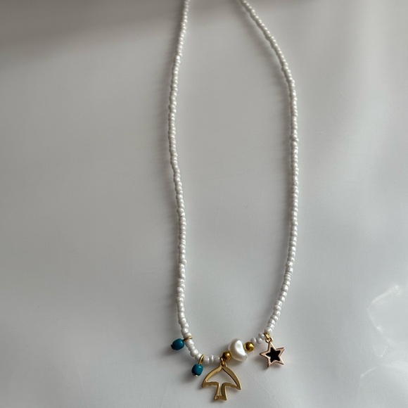 White Beaded Necklace with Charms - Picture 5 of 5